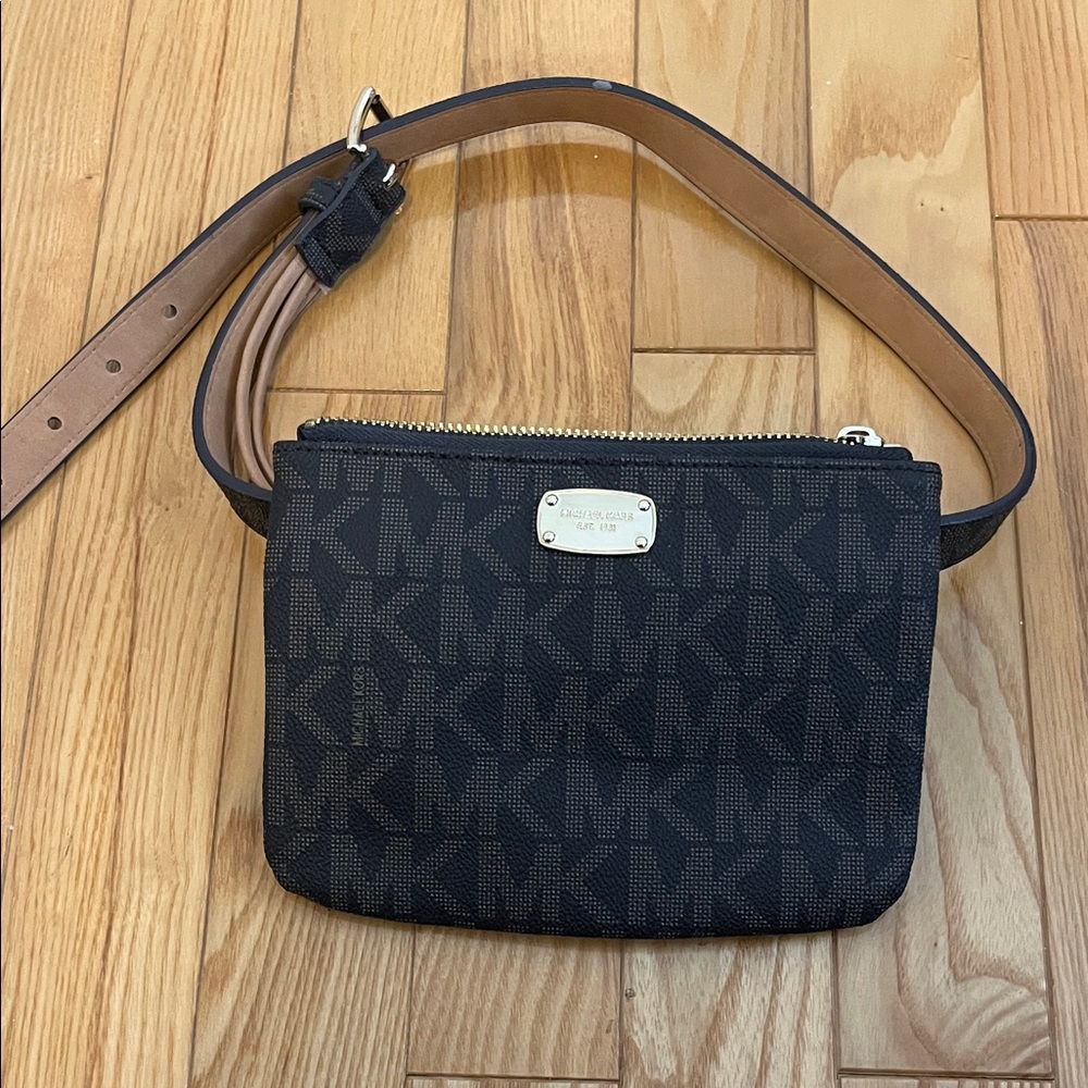 Michael Kors Monogram Black Belt Bag
